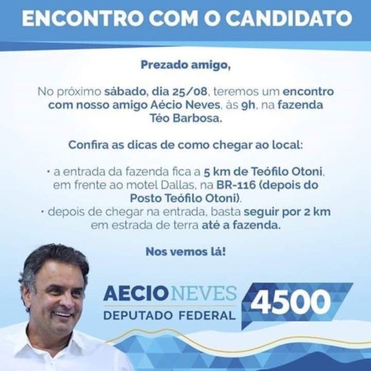 Convite lançamento candidatura Aécio Neves 2018