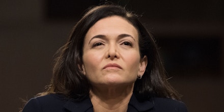 Facebook COO Sheryl Sandberg testifies before the Senate Intelligence Committee on Capitol Hill in Washington, DC, on September 5, 2018. (Photo by Jim WATSON / AFP)        (Photo credit should read JIM WATSON/AFP/Getty Images)
