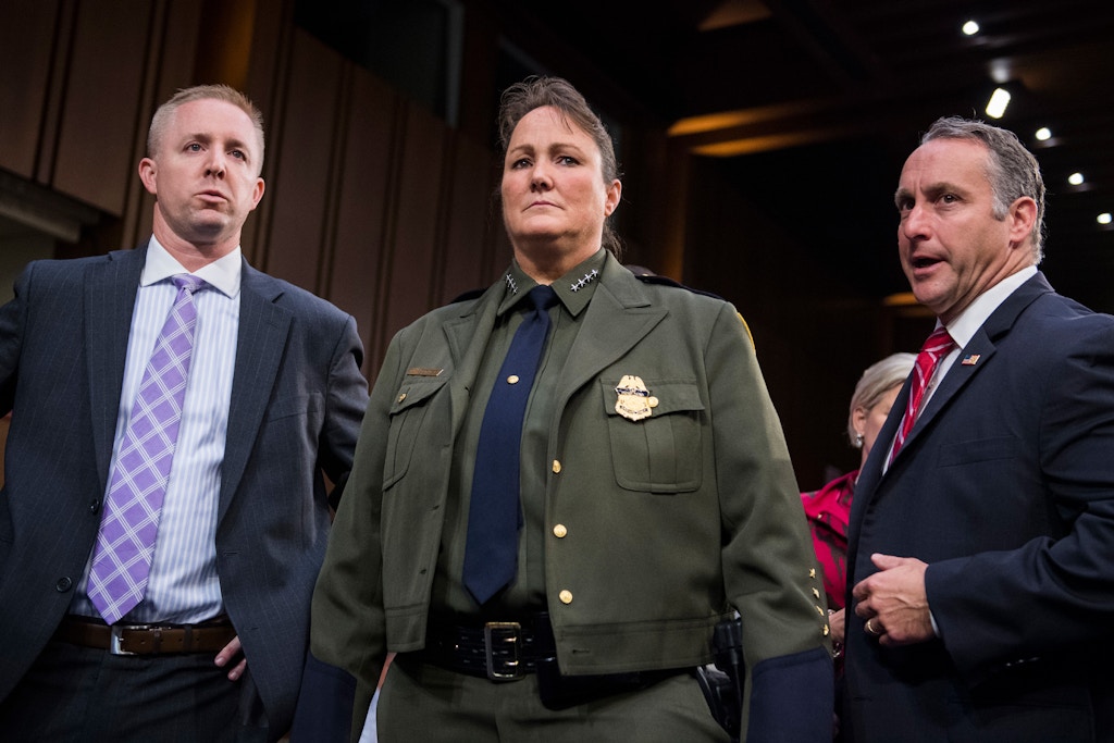 UNITED STATES - JULY 31: Carla L. Provost, acting chief of the U.S. Border Patrol, and Matthew T. Albence, right, executive associate director for Enforcement and Removal Operations, U.S. Immigration and Customs Enforcement (ICE), arrive for a Senate Judiciary Committee hearing in Hart Building titled "Oversight of Immigration Enforcement and Family Reunification Efforts," on July 31, 2018. (Photo By Tom Williams/CQ Roll Call) (CQ Roll Call via AP Images)