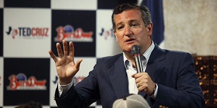 Republican U.S. Sen. Ted Cruz speaks on a variety of topics, including the death of U.S. Sen. John McCain, religion in schools, the Affordable Care Act, tax reform, school shootings, standardized testing and more, Saturday, Aug. 25, 2018, at the Barn Door Steakhouse in Odessa, Texas. (Jacob Ford/Odessa American via AP)