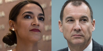 Alexandria Ocasio-Cortez, D-N.Y., left. at a news conference in Washington on Nov. 12, 2018. Rep. Tom Suozzi, D-N.Y., right, testifies before a House Subcommittee hearing on April 18, 2018. 