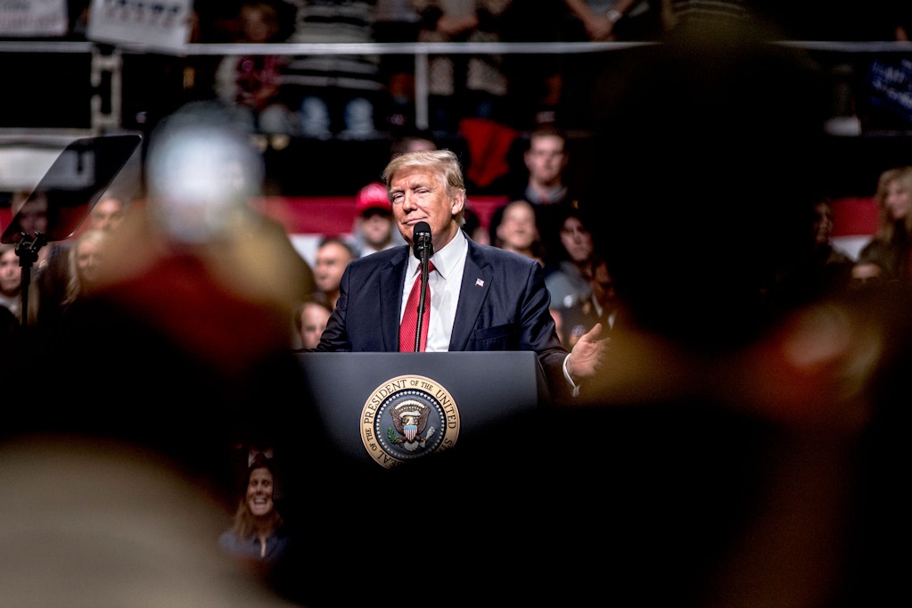 NASHVILLE, TN - MARCH 15: President Donald Trump speaks at a rally on March 15, 2017 in Nashville, Tennessee. During his speech Trump promised to repeal and replace Obamacare and also criticized the decision by a federal judge in Hawaii that halted the latest version of the travel ban. (Photo by Andrea Morales/Getty Images)