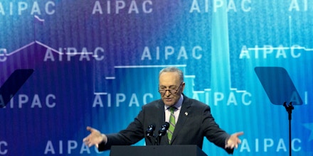 Chuck Schumer speaking at the AIPAC Policy Conference in Washington, D.C., on March 5, 2018.