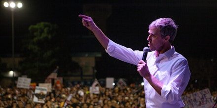 EL PASO, TX - FEBRUARY 11: Beto O'Rourke speaks to the six thousand people that showed up to protest Trumps wall and rhetoric about El Paso. Local El Paso leaders along with Border Network for Human Rights and the Womens March El Paso oraganized the event to counter Trumps rally in El Paso, TX  February 11, 2019 in El Paso, Texas. (Photo by Christ Chavez/Getty Images)