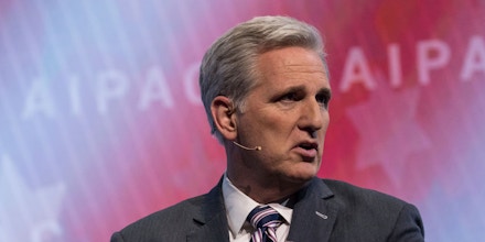 Rep. Kevin McCarthy (R-CA), participated in a panel discussion, at the 2018 American Israel Public Affairs Committee (AIPAC) Policy Conference, at the Walter E. Washington Convention Center in Washington, D.C., on Monday, March 5, 2018. (Photo by Cheriss May)(Sipa via AP Images)