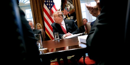 WASHINGTON, DC - FEBRUARY 12: U.S. President Donald Trump February 12, 2019 in Washington, DC. Trump said he was not happy about the compromise legislation agreed to by Republicans and Democrats that would prevent a new partial federal government shutdown but said he would accept the deal. (Photo by Chip Somodevilla/Getty Images)