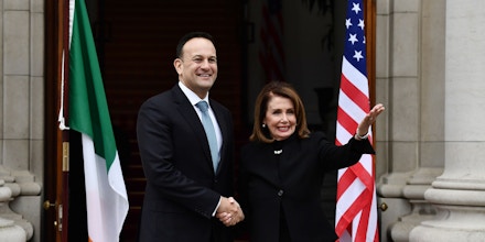 DUBLIN, IRELAND - APRIL 16: An Taoiseach Leo Varadkar meets with Speaker of the United States House of Representatives Nancy Pelosi on April 16, 2019 in Dublin, Ireland. The leading Democrat politician is on a week long visit to Ireland and Northern Ireland and will hold discussions with senior government officials and local leaders focusing, in part, on Brexit. (Photo by Charles McQuillan/Getty Images)