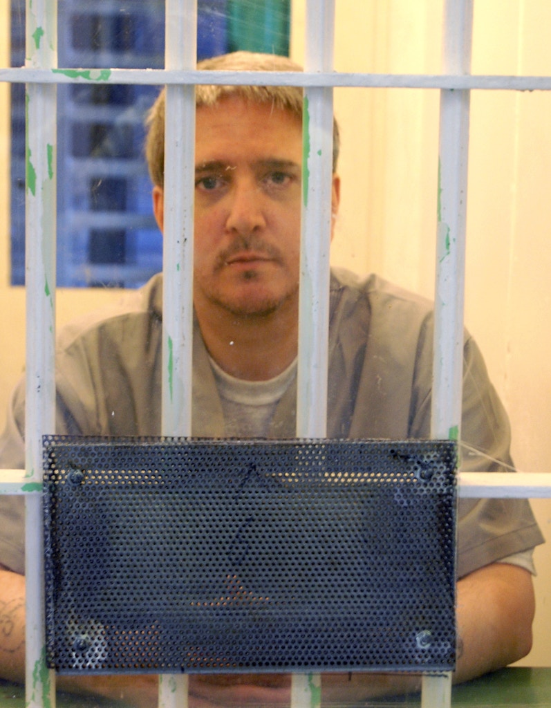 In a Nov. 21, 2014 photo, death row inmate Richard Glossip is pictured at the state penitentiary in McAlester, Okla. Glossip is scheduled to be executed Wednesday, Sept. 16, 2015. (Janelle Stecklein, Community Newspaper Holdings Inc. via AP)