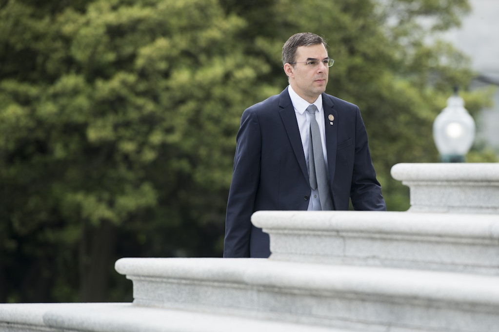Rep. Justin Amash, R-Mich., walks up the House steps for a vote in the Capitol on Thursday, May 9, 2019. (Photo By Bill Clark/CQ Roll Call via AP Images)