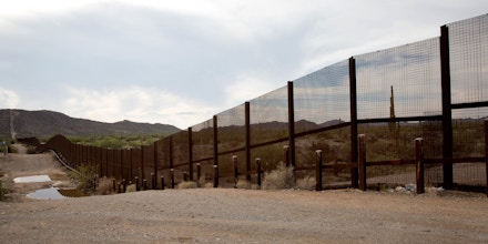 Border fence facing north towards Lukeville, Arizona.