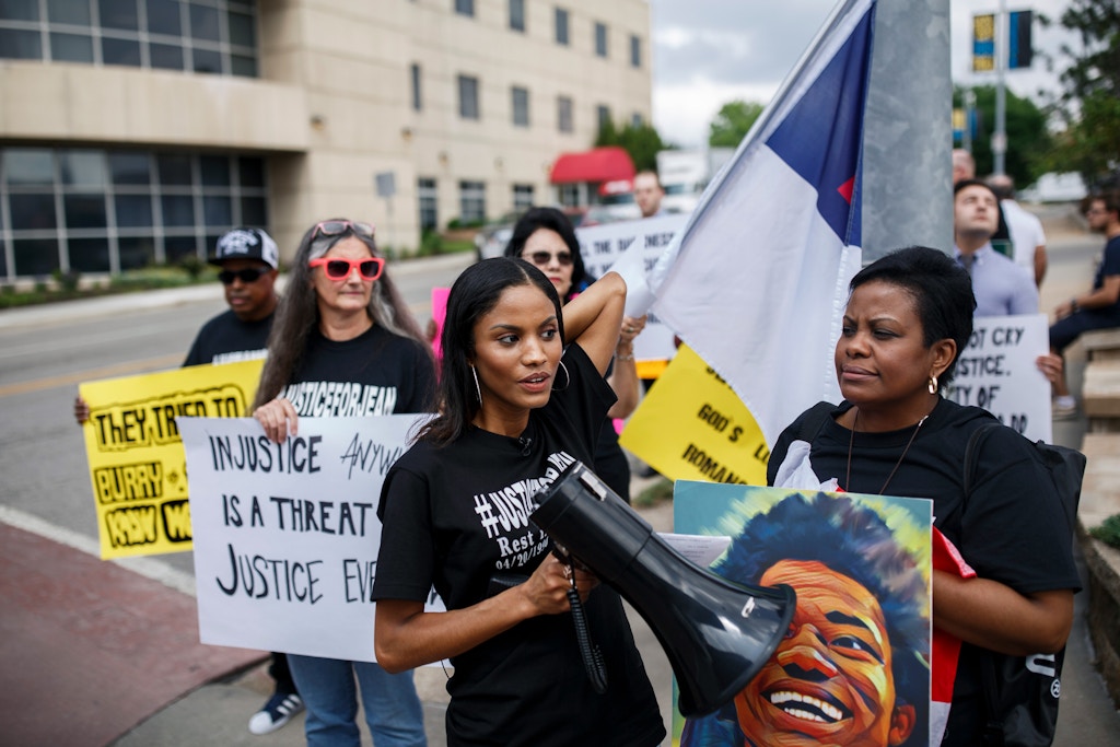 Family and friends march through in Kansas City, MO to protest and attend a memorial vigil for Jeancarlo Alfonso Jimenez Joseph who hanged himself while in ICE custody at the Stewart Detention Center. Attendees flew in from all over to be present at the vigil, held on the one year anniversary of his death.
