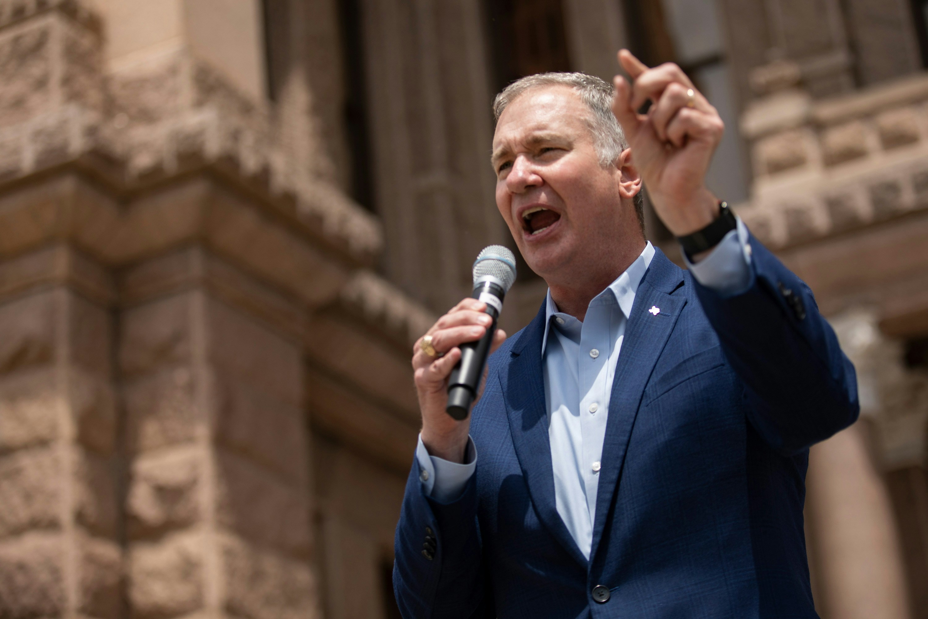Michael Quinn Sullivan of Empower Texans speaks at a conservative grassroots rally for property tax relief and reform at the Texas Capitol on Tuesday. April 16, 2019