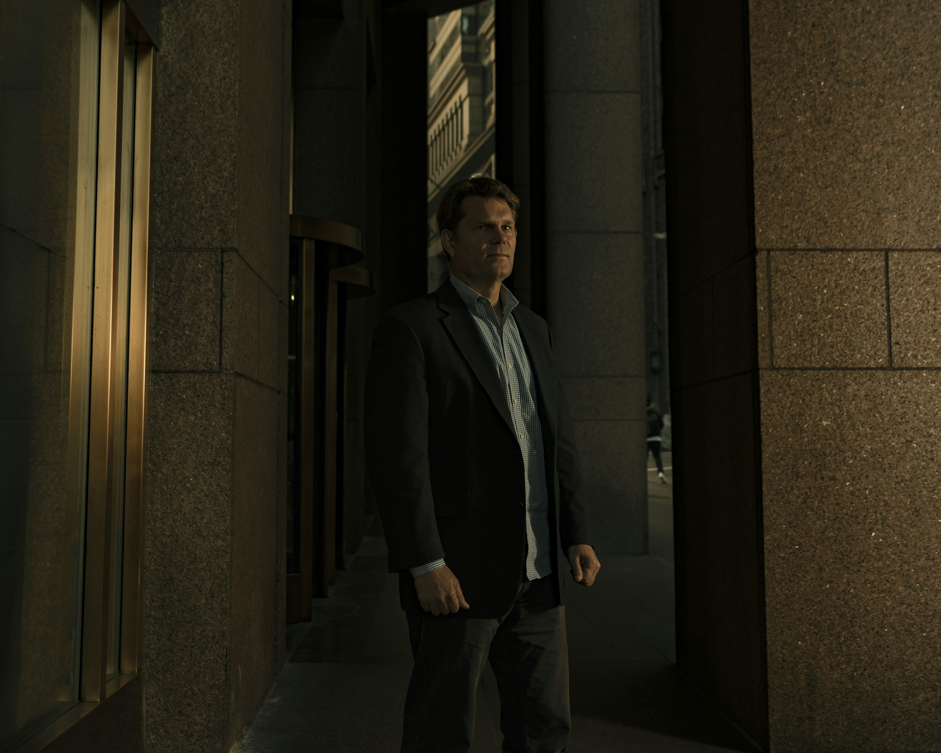 Former FBI agent and Michael German photographed near Wall Street downtown Manhattan on September 13, 2019. Sasha Maslov for the Intercept