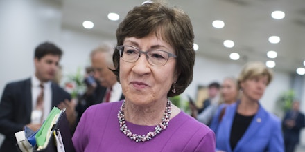 UNITED STATES - SEPTEMBER 17: Sen. Susan Collins, R-Maine, is seen in the basement of the Capitol after the Senate Republican Policy luncheon on Tuesday, September 17, 2019. (Photo By Tom Williams/CQ Roll Call via AP Images)