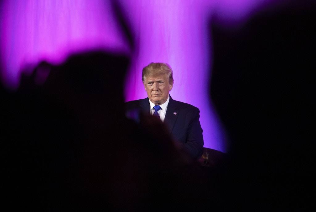 The crowd applaud as President Donald Trump concludes his speech at the Values Voter Summit in Washington, Saturday, Oct. 12, 2019. (AP Photo/Manuel Balce Ceneta)