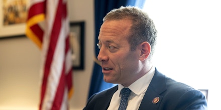 Representative Josh Gottheimer, a Democrat from New Jersey, speaks during an interview in Washington, D.C., U.S., on Thursday, Oct. 17, 2019. Gottheimer represents New Jersey's 5th congressional district. Photographer: Melissa Lyttle/Bloomberg via Getty Images