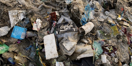 This photo taken on May 19, 2018 shows plastic waste on a garbage-filled beach on the Freedom island critical habitat and ecotourism area near Manila. (Photo by NOEL CELIS / AFP) (Photo credit should read NOEL CELIS/AFP/Getty Images)