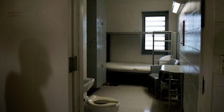 COLEMAN, FL    APRIL 9: The 8X13 dimensions of a sparse prison cell houses 2 inmates at FCI Coleman Medium - Federal Bureau of Prisons, in Coleman, Florida, on Monday, April 9, 2015. The drab setting is devoid of everyday clutter of life on the outside. (Photo by Nikki Kahn/The Washington Post via Getty Images)