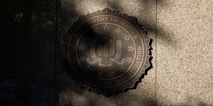 The FBI logo at the headquarters in Washington, D.C.