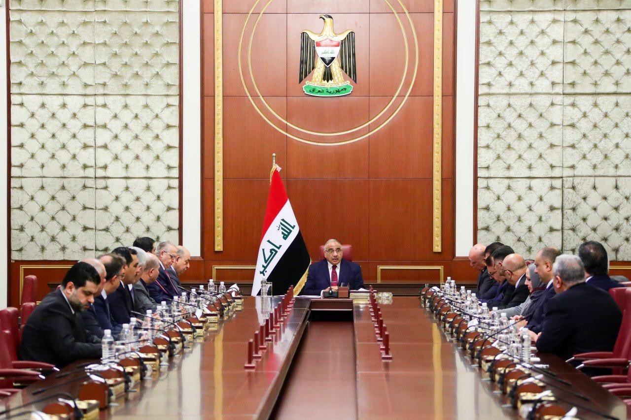 Iraqi Prime Minister Adel Abdul-Mahdi speaks during extraordinary cabinet meeting after he handed his resignation letter to the parliament, in Baghdad, Iraq on November 30, 2019.  (Photo by Prime Ministry of Iraq / Handout/Anadolu Agency via Getty Images)