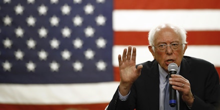 Democratic presidential candidate, Sen. Bernie Sanders, I-Vt., speaks during a campaign event, Friday, Jan. 3, 2020, at the National Motorcycle Museum in Anamosa, Iowa. (AP Photo/Patrick Semansky)