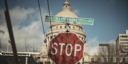 A view of the Mississippi State House during a rally on Jan. 24, 2020.