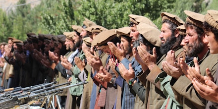 A group of Taliban in Badakhshan province have dropped weapons and joined the Afghan government.They join the government after US-Taliban peace talks have been halted on 18 September 2019 in Badakhshan, Afghanistan. (Photo by Mohammad Sharif Shayeq/NurPhoto via Getty Images)