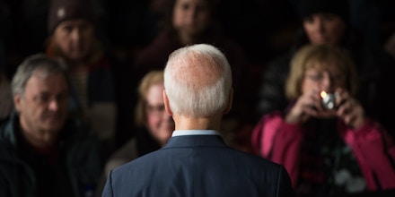 EXETER, NH - DECEMBER 30:  Democratic presidential candidate, former Vice President Joe Biden speaks during a campaign Town Hall on December 30, 2019 in Exeter, New Hampshire.  (Photo by Scott Eisen/Getty Images)