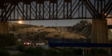 A Border Patrol vehicle stands guard near the US-Mexico International Water Boundary late at night on September 12, 2019, in El Paso, Texas - The US Supreme Court on September 11, 2019, allowed asylum restrictions by President Donald Trump's administration to take effect, preventing most Central American migrants from applying at the US border. (Photo by Paul Ratje / AFP)        (Photo credit should read PAUL RATJE/AFP via Getty Images)