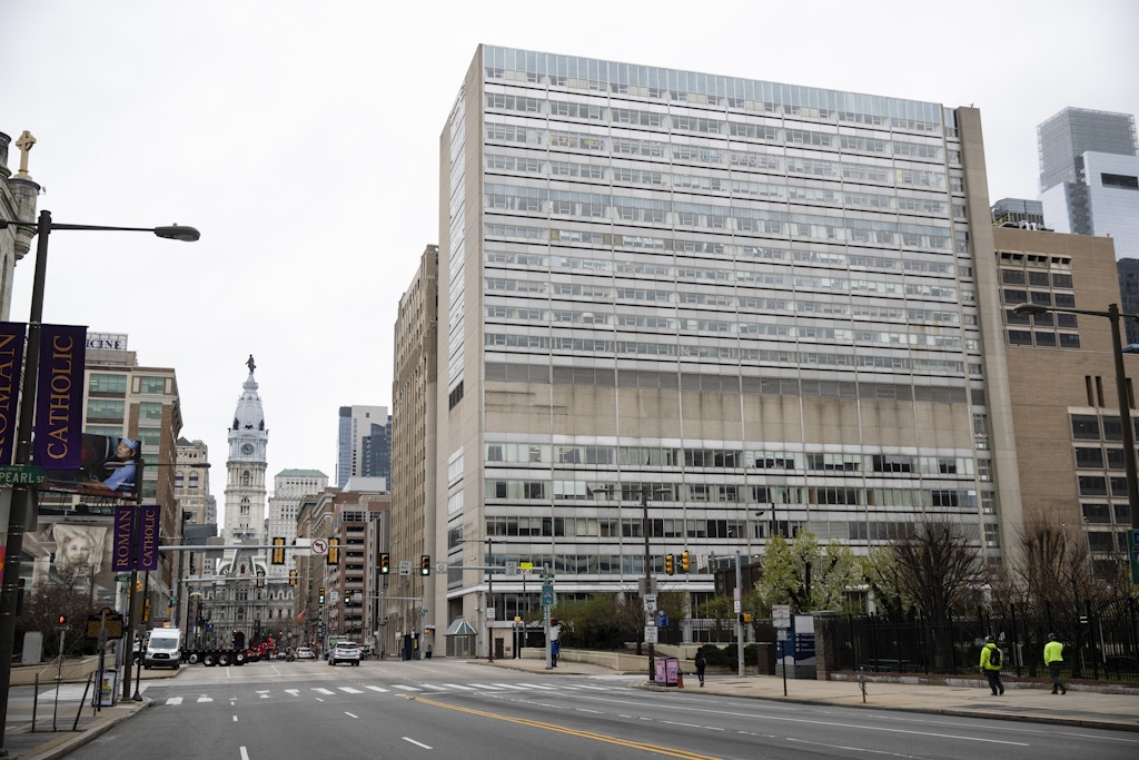 Shown is the shuttered Hahnemann Hospital in Philadelphia, Wednesday, March 25, 2020. (AP Photo/Matt Rourke)
