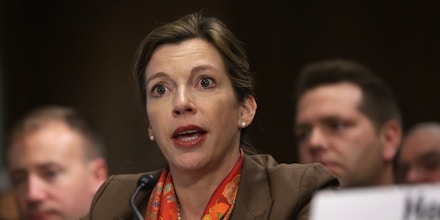 WASHINGTON, DC - MAY 06:  Deputy Assistant Secretary of Defense for Russia/Ukraine/Eurasia Evelyn Farkas testifies during a hearing before the Senate Foreign Relations Committee May 6, 2014 on Capitol Hill in Washington, DC. The committee held a hearing on 