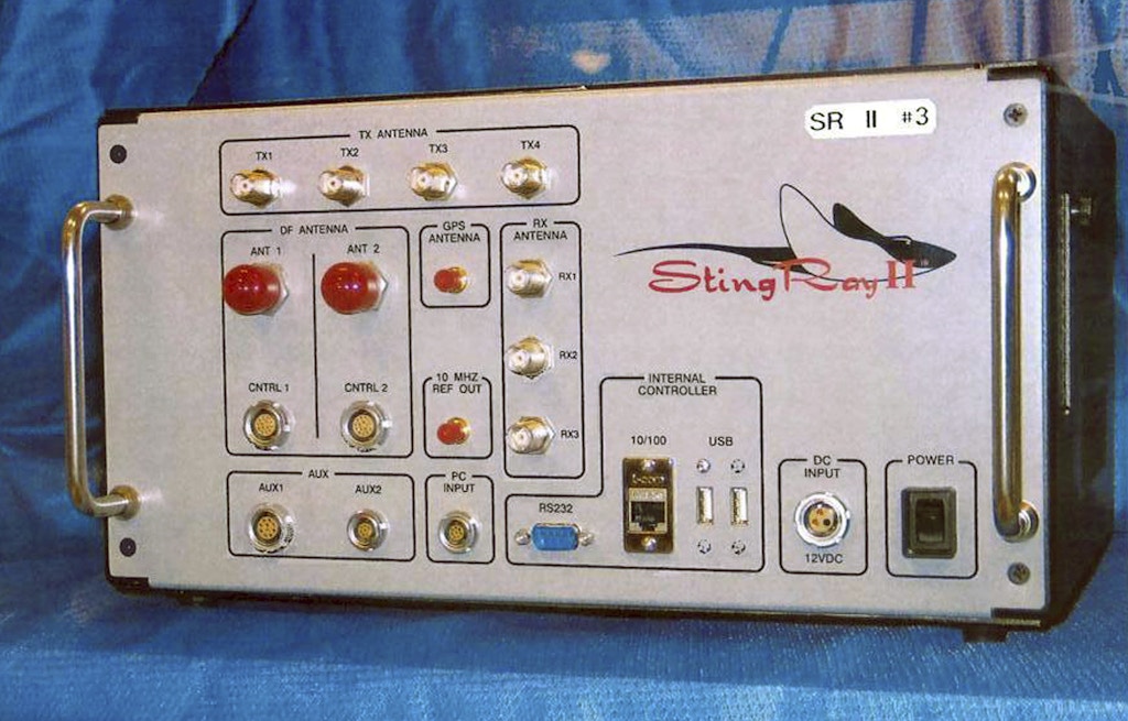 FILE - This undated file photo provided by the U.S. Patent and Trademark Office shows the StingRay II, a cellular site simulator used for surveillance purposes manufactured by Harris Corporation, of Melbourne, Fla. Police departments across the country use military-developed technology that can track down suspects by using the signals emitted by their cellphones. Civil liberties groups are increasingly raising objections to the suitcase-sized devices known as StingRays that can sweep up cellphone data from an entire neighborhood. (U.S. Patent and Trademark Office via AP, File)