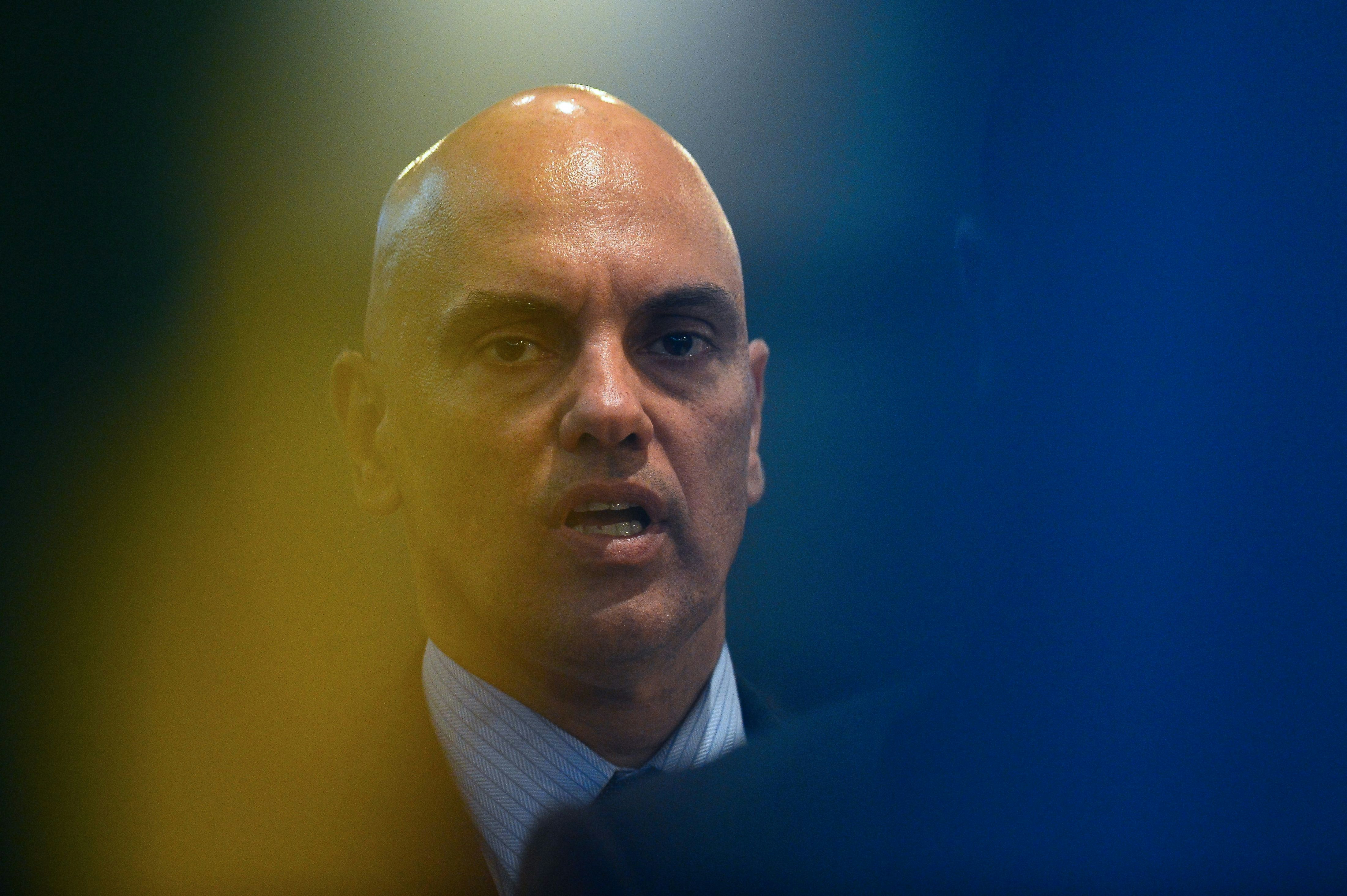 Brazilian Justice Minister Alexandre de Moraes speaks during the inauguratioon ceremony of International Police Cooperation Center (CCPI) in Brasilia, on August 1, 2016.The centre will work during the Olympic and Paralympic Games in Rio de Janeiro, which will take place from August 5-21 and September 7-18 respectively..  / AFP PHOTO / ANDRESSA ANHOLETE        (Photo credit should read ANDRESSA ANHOLETE/AFP via Getty Images)