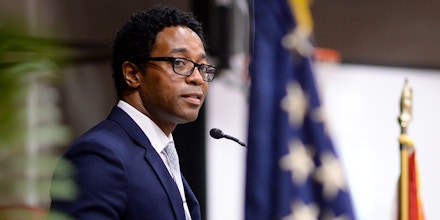 St. Louis County Prosecutor, Wesley Bell delivers the keynote address during a Martin Luther King Jr. Celebration Event at the Monsanto Family YMCA on January 21, 2019 in St. Louis. (Photo: Michael Thomas for The Intercept)
