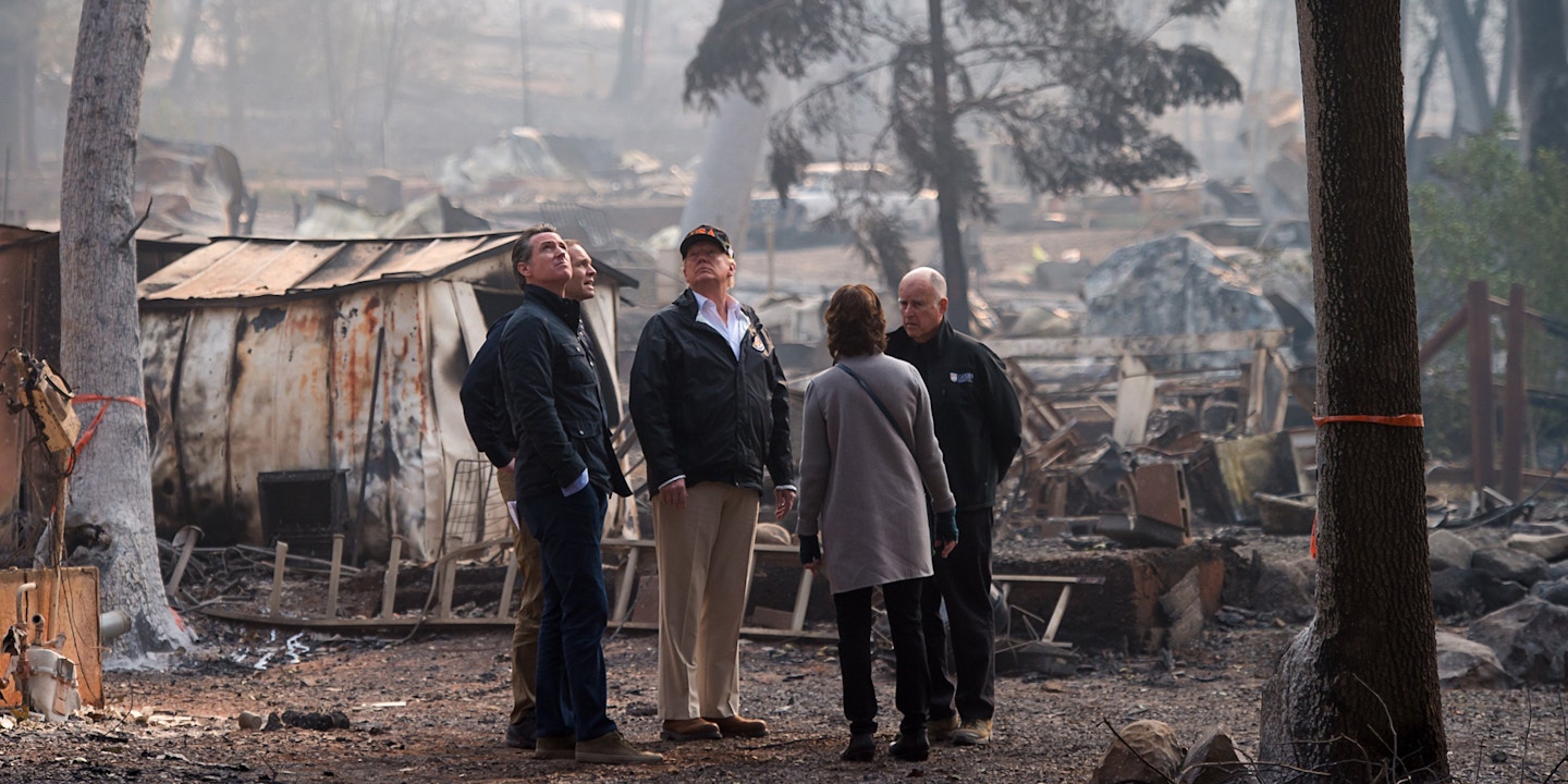 Trump visits Skyway Villa Mobile Home Park during his visit of the Camp Fire in Paradise.