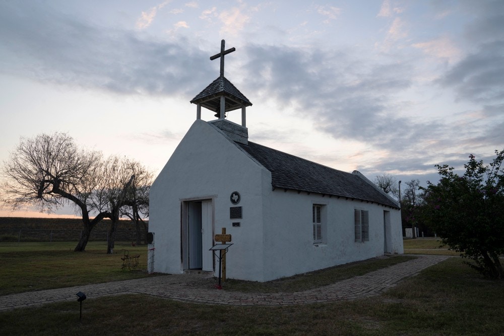La Lomita Chapel as seen in Mission, Tex., on Feb. 14, 2020. The chapel was initially going to be on the south side of Trump’s border wall, but for now it is protected.Verónica G. Cárdenas for The Intercept