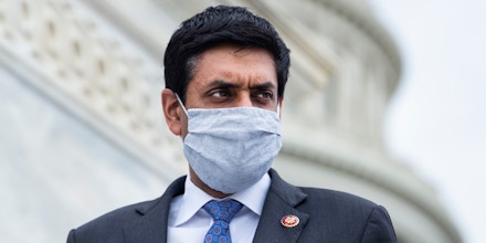Rep. Ro Khanna, D-Calif., is seen on the House steps of the Capitol during votes on December 4, 2020.