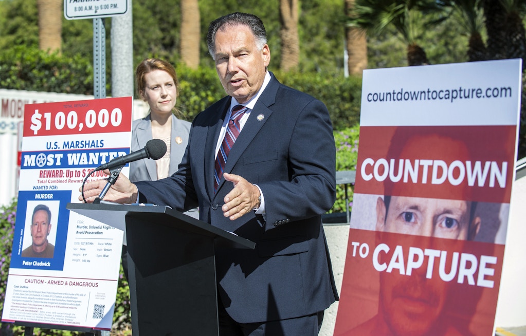 Orange County District Attorney Tony Rackauckas speaks during a news conference outside the Newport Beach Police Department on September 19, 2018, in Newport Beach. 