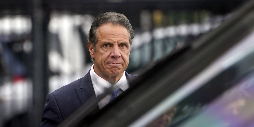In this Tuesday, Aug. 10, 2021 file photo, New York Gov. Andrew Cuomo prepares to board a helicopter after announcing his resignation in New York.