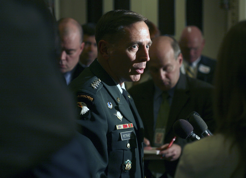 Army General David Petraeus on Capitol Hill in Washington, Wednesday, April 25, 2007 after meeting with members of Congress about the latest on the war in Iraq.  (AP Photo/Lawrence Jackson)