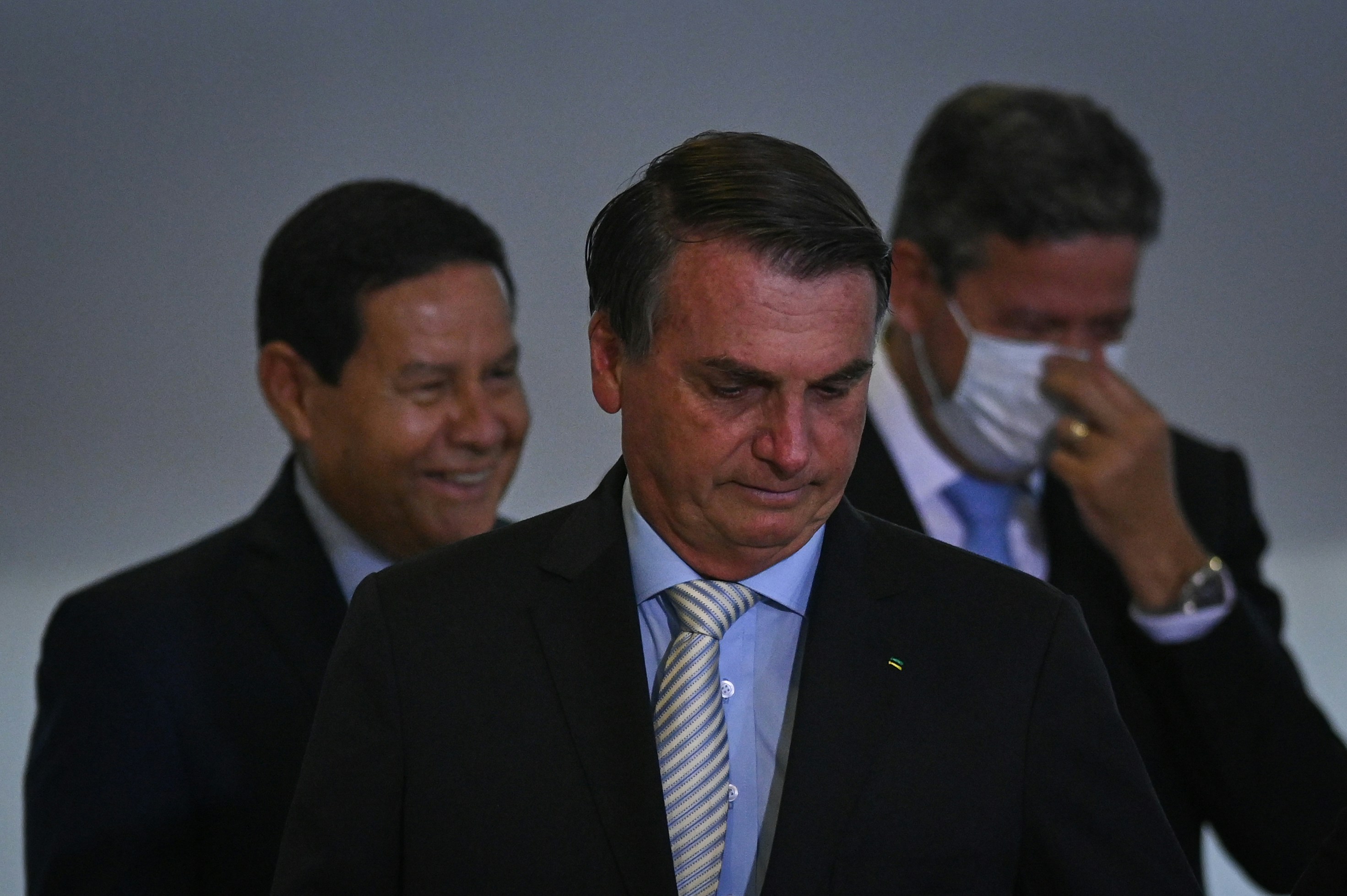 President Bolsonaro And Minister Guedes Attend Ceremony At Planalto Palace