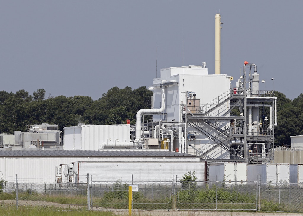 This photo taken Friday, June 15, 2018 near Fayetteville, N.C. shows the Chemours Company's PPA, or Polymer Processing Aid facility at the Fayetteville Works plant where the chemical known as GenX is produced. The chemical has been found in the Cape Fear River, a source of drinking water for much of the southeastern part of the state. (AP Photo/Gerry Broome)