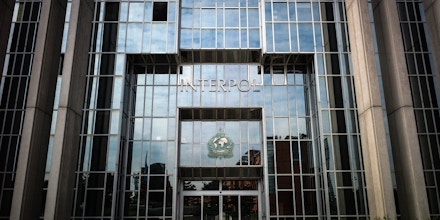 The entrance of Interpol headquarters in Lyon, France on May 6, 2010.