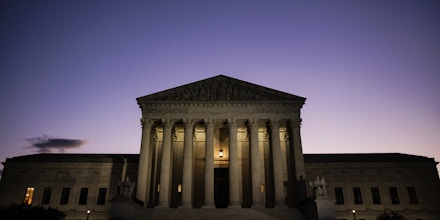 The U.S. Supreme Court at dawn in Washington, D.C., U.S., on Monday, Nov. 1, 2021. The Texas abortion clash goes before the court today, with providers and the Biden administration trying to cut through a procedural haze to block a law that has largely shut down the practice in the country's second-largest state. Photographer: Samuel Corum/Bloomberg via Getty Images