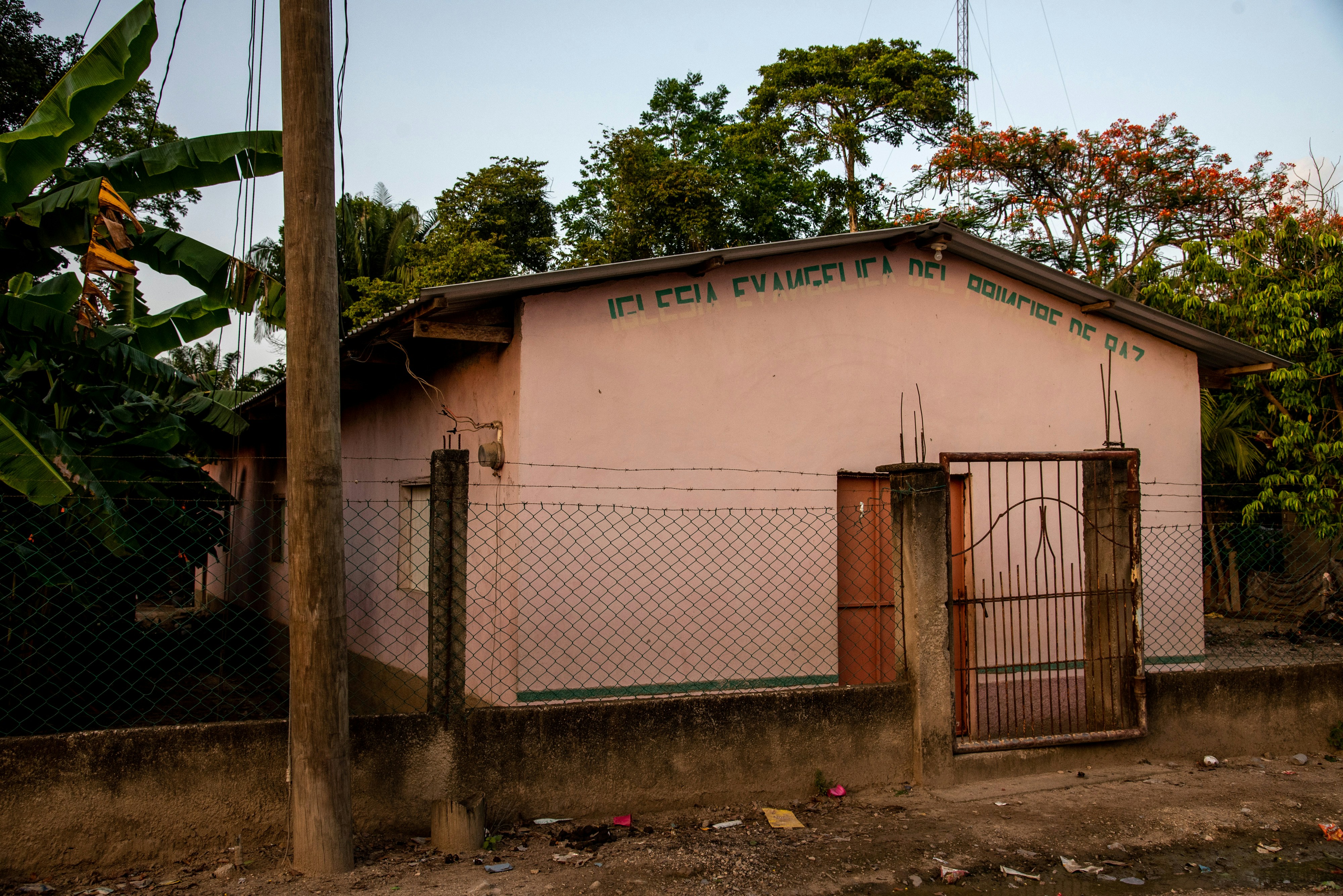 The church where Santos Torres was murdered in Panama, Honduras, on July, 21st, 2021. Seth Berry for The Intercept.