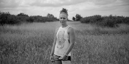 Reality Winner, poses for a portrait in the field behind her mother’s home where she is serving a home confinement sentencing by the federal courts in Kingsville, Texas on July 3, 2021.