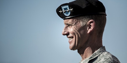 Army Gen. Stanley McChrystal smiles during his retirement ceremony at Fort McNair in Washington, D.C., on July 23, 2010.