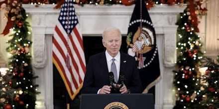 President Joe Biden delivers remarks on the November jobs report in the White House on Dec. 3, 2021.