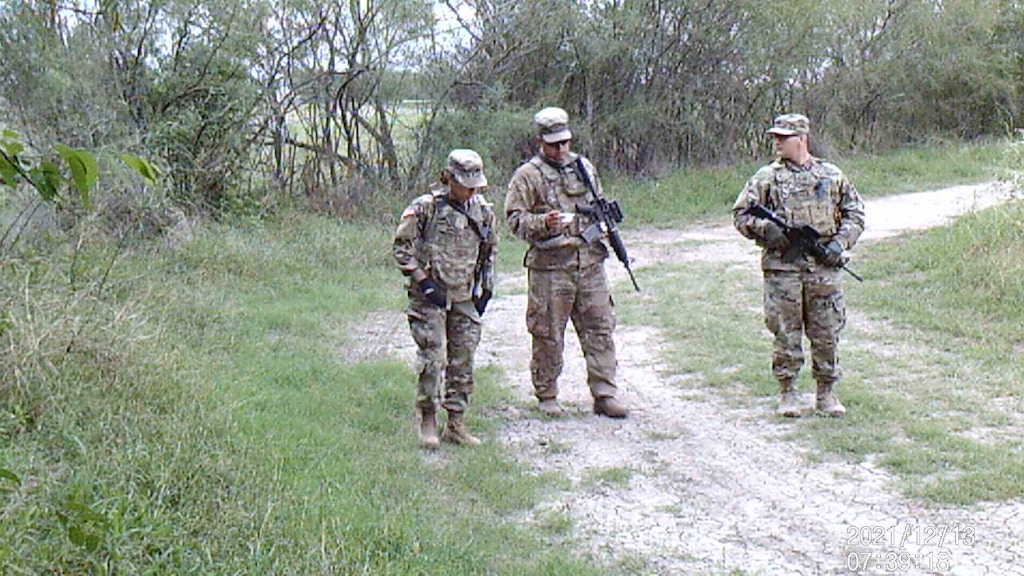 National Guard soldiers captured by a wildlife camera at the National Butterfly Center on December 13, 2021.