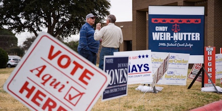 People at a polling location, on March 1, 2022 in Odessa, Texas.